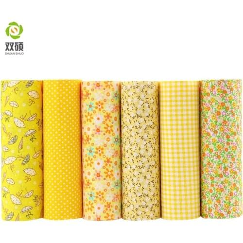 Cotton Fabric No Repeat Design Yellower Series Patchwork Fabric Fat Quarter Bundle Sewing For Fabric 6 pieces 50cm*50cm A1-6-2