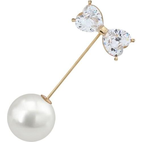 Creative Korean Brooch Pin Simple Elegant Crystal Rhinestone Bow Pearl Fixed Dress Shawl Cardigan Scarf Women Accessories Gifts