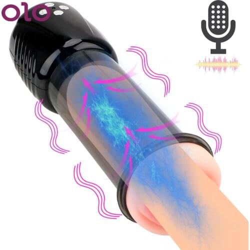 OLO Glans Stimulate Massager Enlargement Vacuum Pump Artificial Vagina Voice Automatic Suck Male Masturbation Cup Sex Products