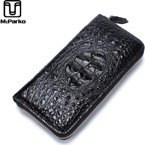 McParko Luxury Men Wallet Genuine Leather Crocodile Clutch Wallet For Men Fashion Long Purse Card Holder Wallets Brand New Gifts