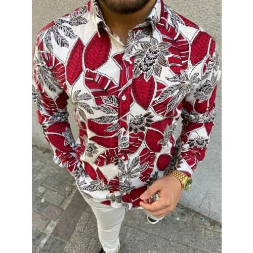 MENS WHITE PATTERNED AND PRINTED REGULAR FIT SHIRT