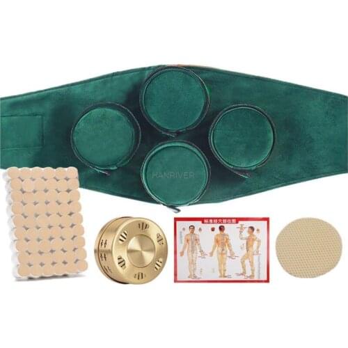 1 Set New Green Velvet Bag Smokeless Moxibustion Therapy Box Moxa Sticks Burner Meridian Heating Massage SPA Warm Women