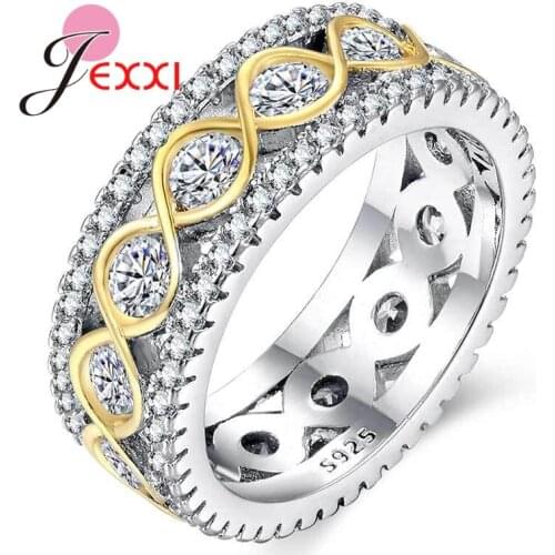 Fashion Crystal Wedding Band Rings 925 Sterling Silver Womens AAA Zircon Engagement Bague Bijoux Glamour Jewelry