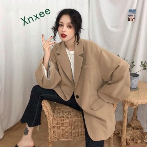 Xnxee 2019 autumn winter Fashion women coats Casual Jackets Long Sleeve Blazer Outwear Female Elegant Wool double breasted Coat