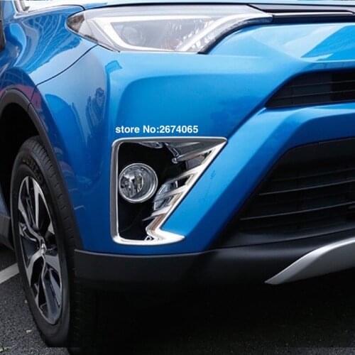 For 2016 2017 Toyota RAV4 RAV 4 Front Fog Lights Lamp Cover Trim Front Foglight Cover Frame Protector ABS Chrome Car Accessories