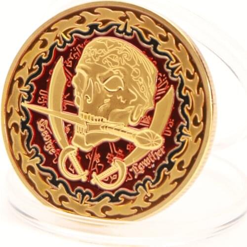 Pirate Ship Augustine Herman In Memory Gold Plated Coin Creative Souvenir Skull Gold Coins Home Decoration Accessories