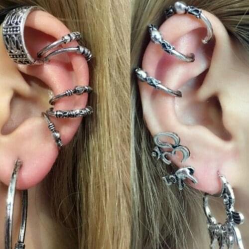 7 Pcs/Set Alloy Geometric Round Charm Fashion Ears For Women Party Birthday Moon Star Elephant Stud Earrings Piercing Jewelry