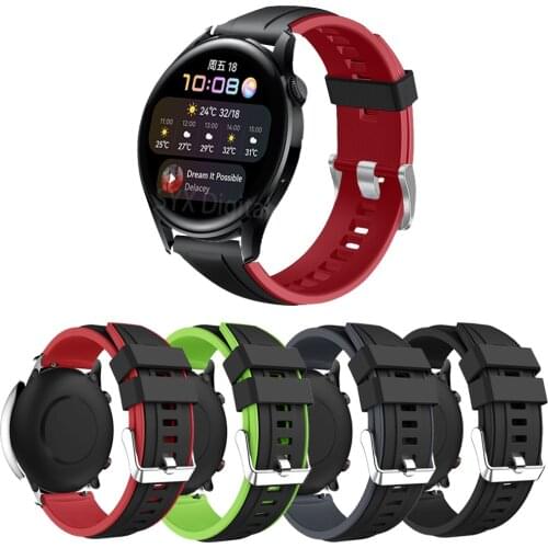 22mm Silicone Strap for Huawei Wach 3 Smart Watch Double Color Sport Watchband Bracelet Straps for Huawei Watch3 Pro Correa