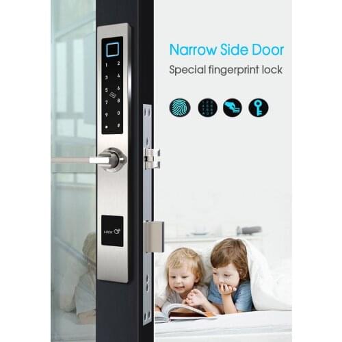 Broken Bridge Aluminum Door Fingerprint Lock Sliding Door Password Lock 304 Stainless Aluminum Narrow Door Card Lock 35*85 28*85