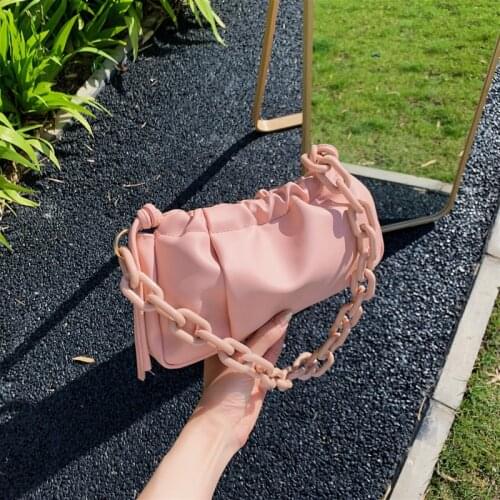 Bag For Women Designer Fashion PU Leather Acrylic Chain Cloud Bag Clutch Shopper Bag Femme Holiday Handbag Satchel Shoulder Bag