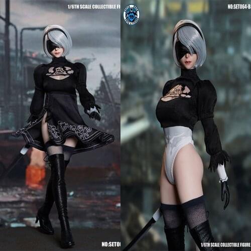 SUPER DUCK SET064 A/B 1/6 NieR:Automata 2b YoRHa Head Sculpt&Clothes Fit 12'' Action Figure