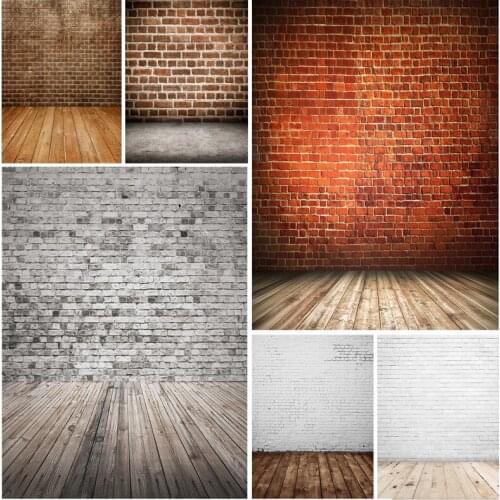 SHENGYONGBAO Vinyl Custom Vintage Brick Wall Wooden Floor Photography Backdrops Photo Background Studio Prop 21712 YXZQ-05