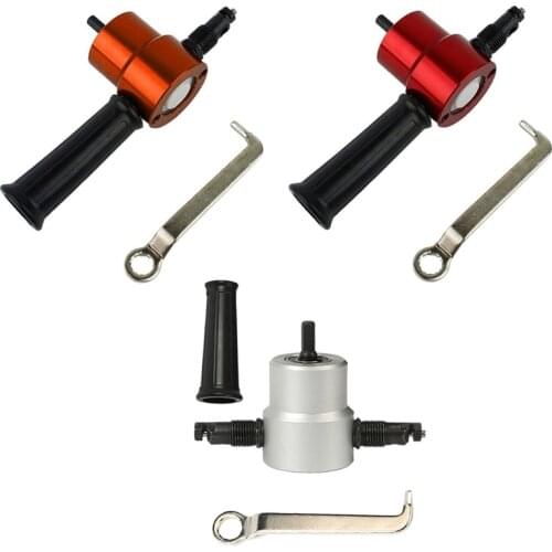 Double Head Sheet Metal Nibbler Saw Cutter 360 Degree Adjustable Drill Attachment with Extra Punch Free Cutting Tool