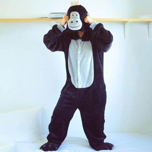 Adult Black Orangutan Animal Kigurumi Onepiece Women Men Party Anime Cosplay Onesies Costumes Funny Cartoon Pajamas For Girl Boy