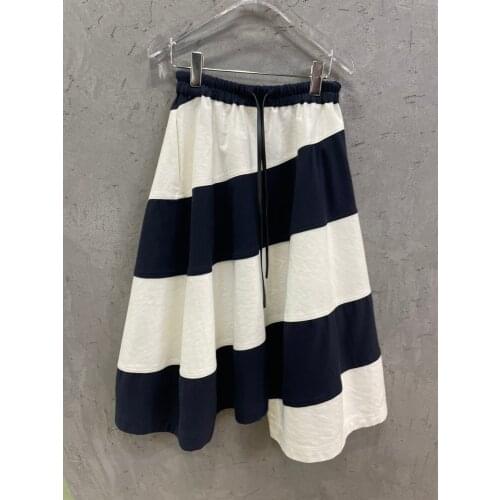2021 Summer Fashion New Women Casual Striped Denim Midi Skirt For Ladies Tutu