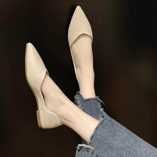 Women flat shoes spring autumn shallow mouth pointed soft inside comfortable skin-friendly non-slip platform Women shoes U19-97