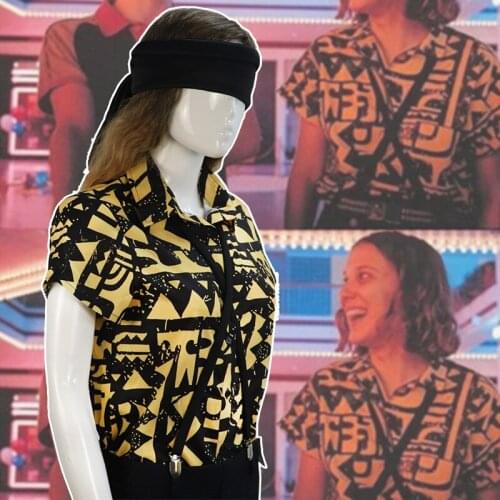 Girls Women Stranger Things 3 Eleven Cosplay Costume EL Costume Eyemask Blindfold Shirt Halloween Carnival Party Props Shirt