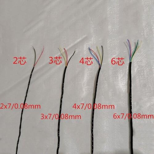 0.035mm Square High Temperature Silver-plated Sheath Wire 2 3 4 6 CoreThin Signal Wre extra-fine 7/0.08mm Out diameter 1mm-1.4mm