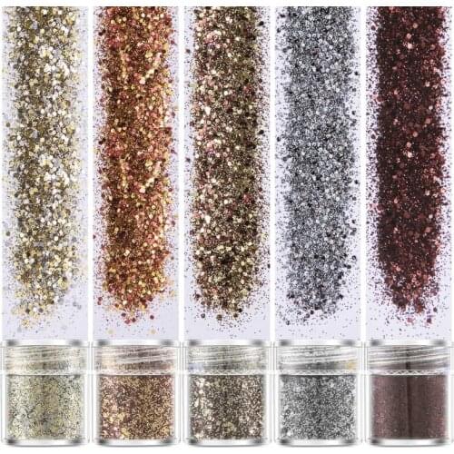 5 Colors Mixed Holographic Makeup Chunky Glitter Face Body Eye Hair Nail Epoxy Resin Festival Chunky Hexagons Sequins