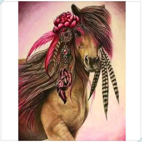 5D DIY Diamond Painting Cross Stitch Indian style horse Full Diamond Embroidery pictures Home Decoration NEW021