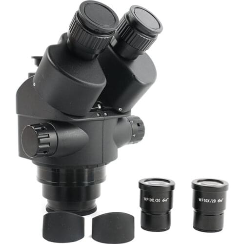 7X-45X Zoom Simul-focal Trinocular Stereo Microscope Head+Pair Of Wide View WF10X/20 Eyepiece Lens