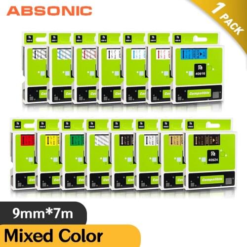 Absonic 1PCS Compatible for Dymo D1 40910 40913 40918 9mm Printer Ribbon 40916 for Dymo LabelManager 160 280 210D Label Maker