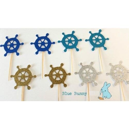 Glitter sailing wheels cupcake Toppers Bridal baby Shower birthday valentines day tea party treat wedding food picks