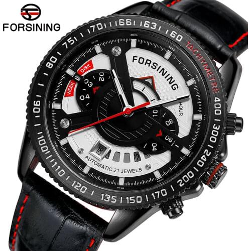 FORSINING 4178 Casual Sports Waterproof Leather Men Watches Luxury Fashion Business Mechanical Automatic Wrist Watch Male