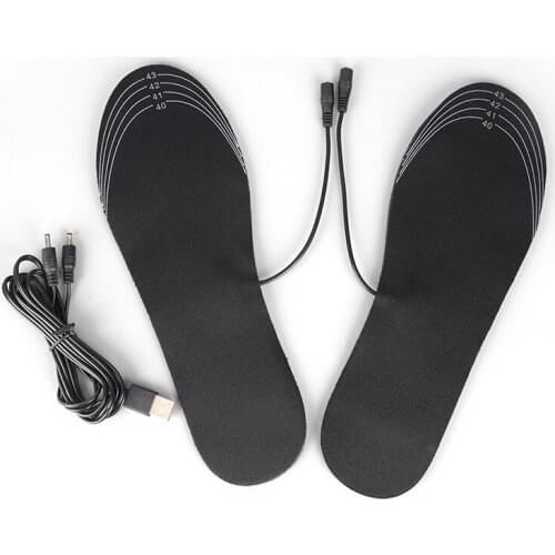 Black USB Heated Insoles Rechargeable Electric Battery Warmer Shoes Heater Winter Keep Warm Electrically Thermal Insole