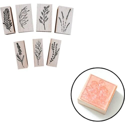 Plant Leaf Dragonfly Sketch Wood Stamp DIY Wooden Seal Chop for Letters Diary Hand Account Invitation Card Decor Birthday Gift