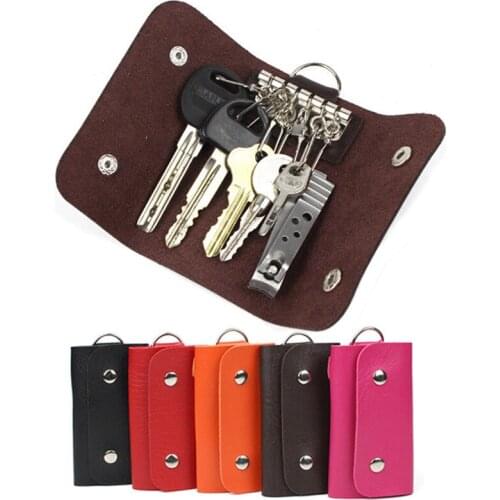 Women Men Keys Holder Organizer Manager Patent Leather Buckle Key Wallet Case Car Keychain Femme Male Gift