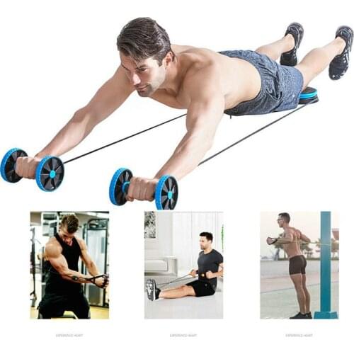 Home Multi-functional Ventral Wheel Double Wheel Chest Weight Automatic Rebound Tension Rope Double Wheel