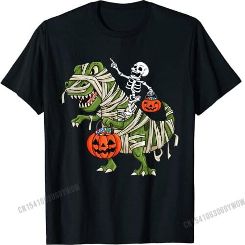 Skeleton Riding Mummy T Rex Halloween Women T-Shirt Camisas Men Tops T Shirt For Students Leisure T Shirts Normal High Quality