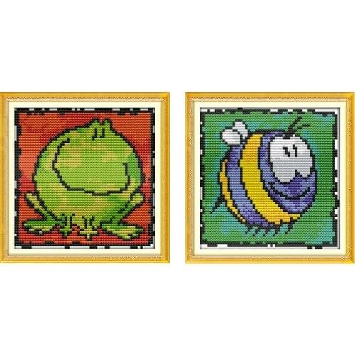 Joy Sunday Cross Stitch Kit Leon Big Eyes Bee Patterns Counted 11CT 14CT Cross Stitch Kit Embroidery Needlework Cross Stitch Set