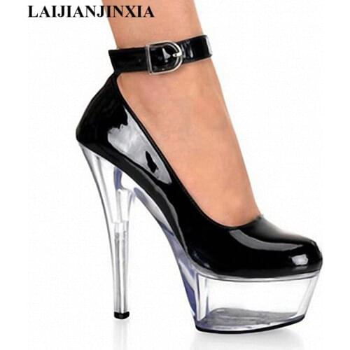 LAIJIANJINXIA Ankle Strap PU Leather Women 15cm Super High Heel Shoes, Wedding / Sexy Dance Shoes (4 colors)