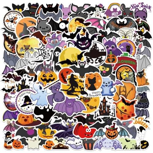Cartoon Pumpkin Bat Halloween Wall Stickers Glass Window Sticker Halloween Decoration For Home Horror Props Party Suppiles