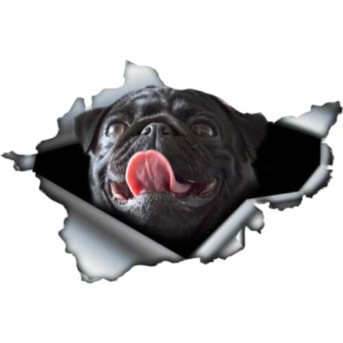 DasDecal Black Pug Torn Metal Car Sticker Waterproof Creative Decal Laptop Windows Motorcycle Auto Accessories PVC,13cm*8cm