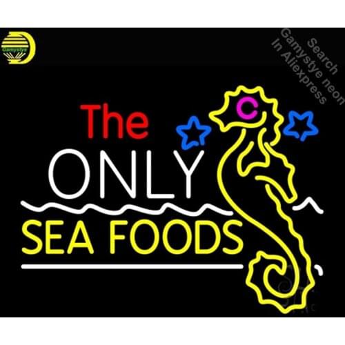Neon Sign for The Only Seafood Neon Bulb sign Hotel handcraft Real Glass tube Decorate Shop windows personalise Dropshipping