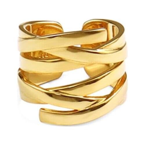 New Fashion Gold Silver Color Rings for Women Interwave Vintage Wedding Trendy Jewelry Large Adjustable Antique Rings Anillos
