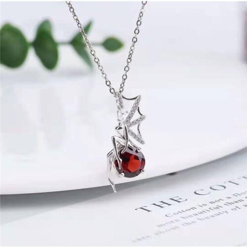 Pigeon blood 8mm Natural Garnet Pendant 925 pure silver exquisite gift gold jewelry jade necklace sterling silver jewelry