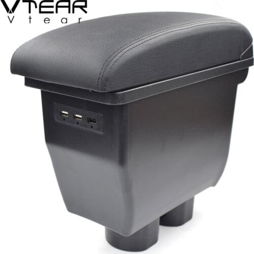 Vtear For Nissan Tiida car armrest USB interface storage box ABS arm rest styling interior center console accessories auto 2007