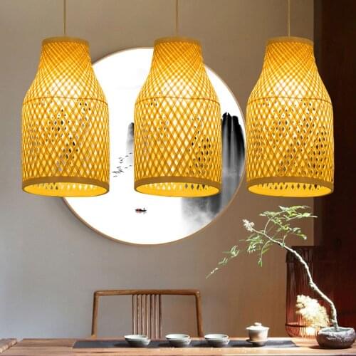 Southeast Asian pendant lights bamboo restaurant living room study garden creative light Chinese leisure pendant lamp YA7265