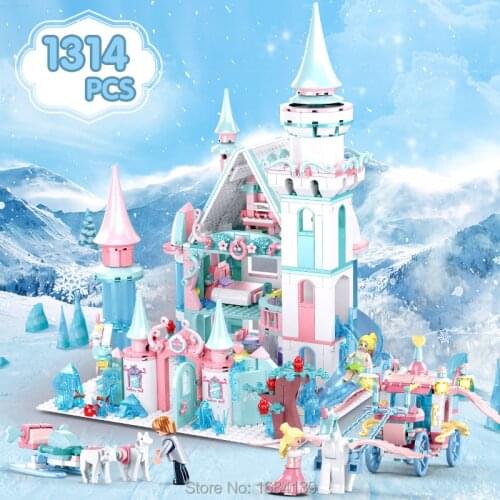 Princess Snow Queen Elsa Ice Castle Snow Figures Building Blocks Toy Friends City Bricks Toys Christmas Gifts For Children