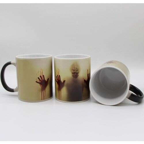 Drop Shipping The New Zombie Color Changing Coffee Mug Heat sensitive Tea cups Printing with walking dead bloody hands