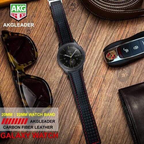 AKGLEADER Newest Genuine Carbon Fiber Leather Strap Band For Samsung Galaxy Watch S4 42mm 44mm Watchbands Bands For Samsung Gear