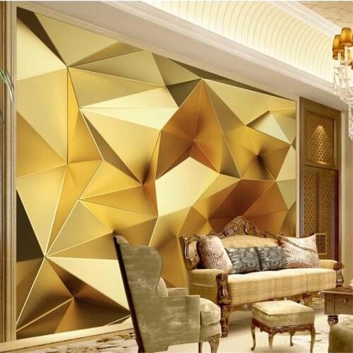 Luxury golden geometric wallpapers 3d stereo European TV background wall 3d murals wallpaper for living room