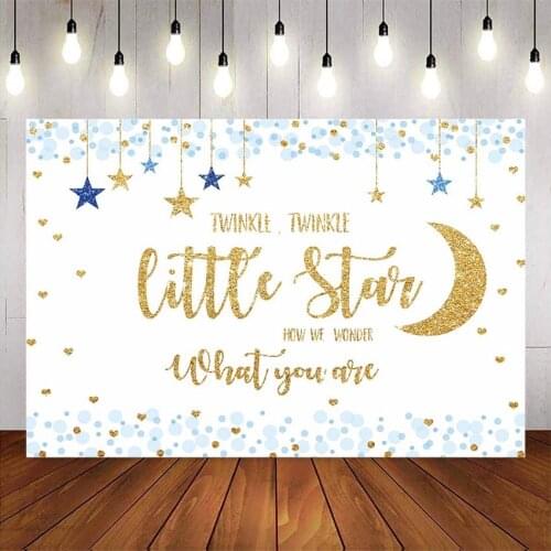 Gold glitter backdrop baby shower twinkle twinkle little star background for photo studio blue stars boy baby shower