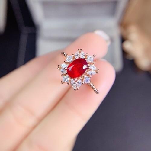 Shilovem Natural New Burning Pigeon Blood Ruby Gemstone Rings for Women Real 925 Sterling Silver new gift 5*7mm jcj0507611agh
