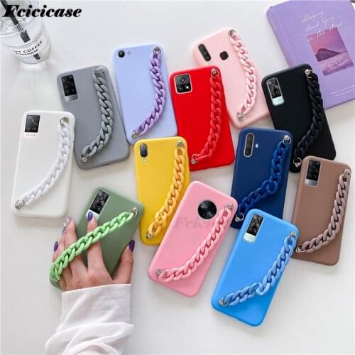 Silicone Case For Vivo Y31 2021 Y52S Y73S Y30 Y70S Y9S Y66 Y67 Y12 Y85 S9 SE V15 Pro Soft Cover Bracelet Wriststrap Cases