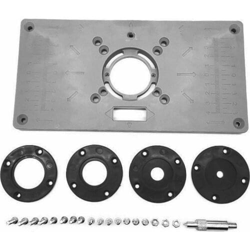 Router Table Insert Plate Woodworking Benches Wood Router Trimmer Workbench Milling Woodworking Machine with 4 Rings Tools